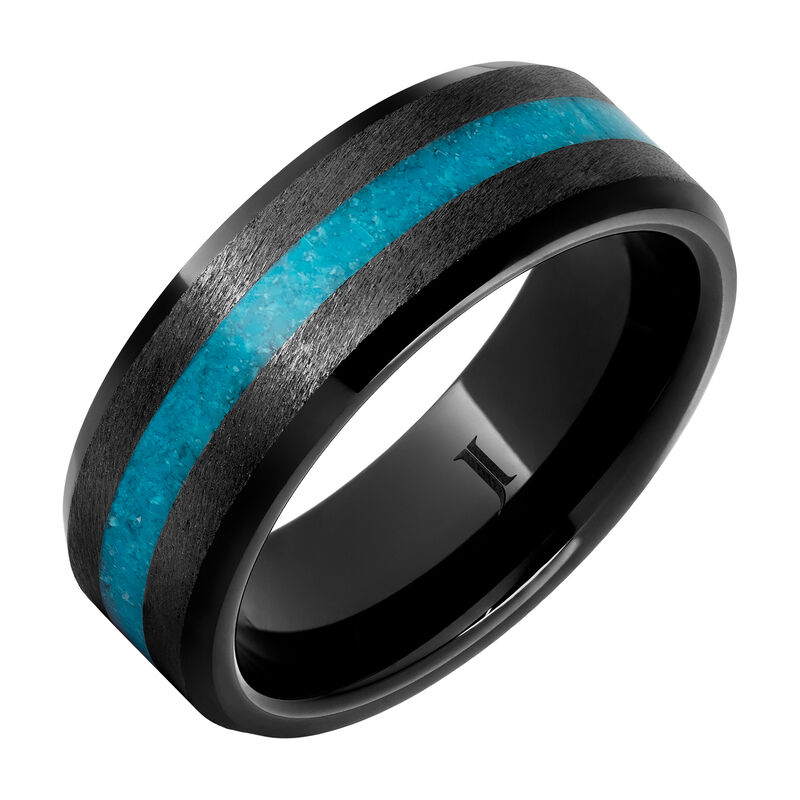 Men's Beveled & Ceramic Wedding Ring (8mm) image number null